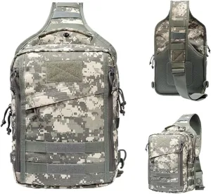 Multi-function Camous Bag Outdoor Hiking Travel Oblique Satchel Chest Bag 1000D Sports Shoulder Bag(ACU)
