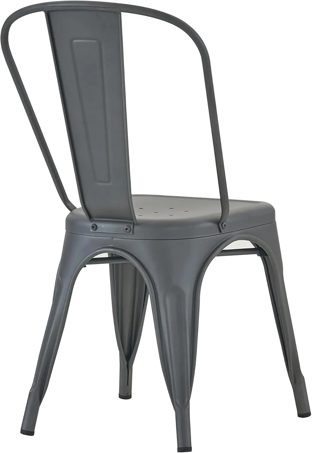 Nazhura Metal Dining Chair Farmhouse Tolix Style for Kitchen Dining Room Café Restaurant Bistro Patio, 18 Inch, Stackable, Waterproof Indoor/Outdoor (Sets of 4) (Carbon Grey)