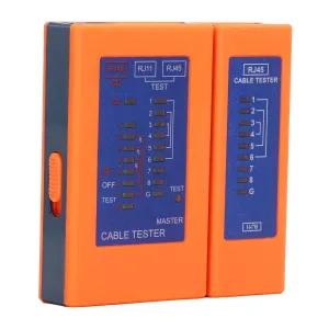 Network Cable Continuity Tester with ABS, Separated Design, Long Distance Testing for RJ45 RJ11 Cables, LED Indicator, Storage Bag for Detection
