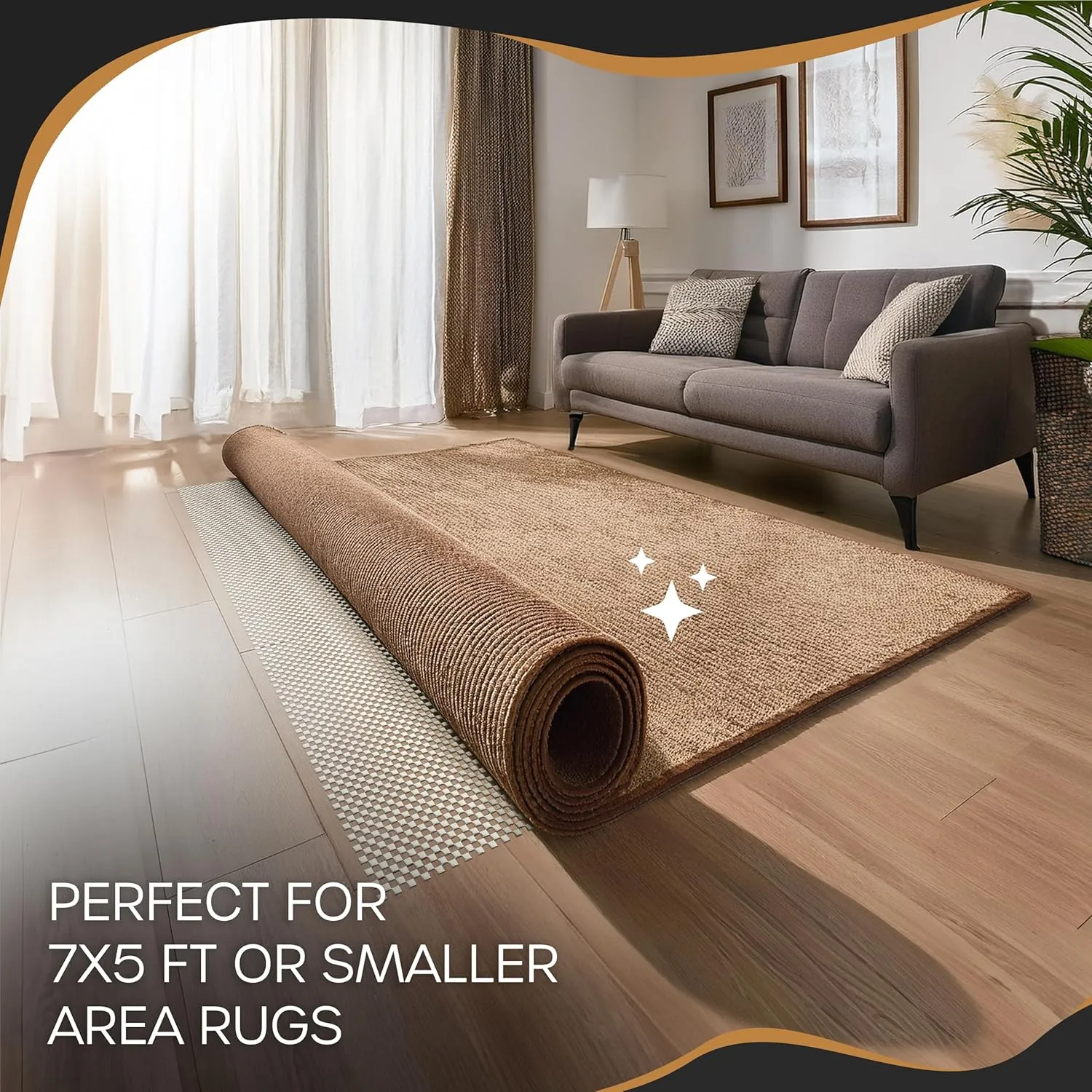 Nevlers 5'x7' White Anti Slip Rug Mat Non Skid Design | PVC Non Slip Rug Pads | Customizable Open Weave Rug Pad for Hardwood Floors