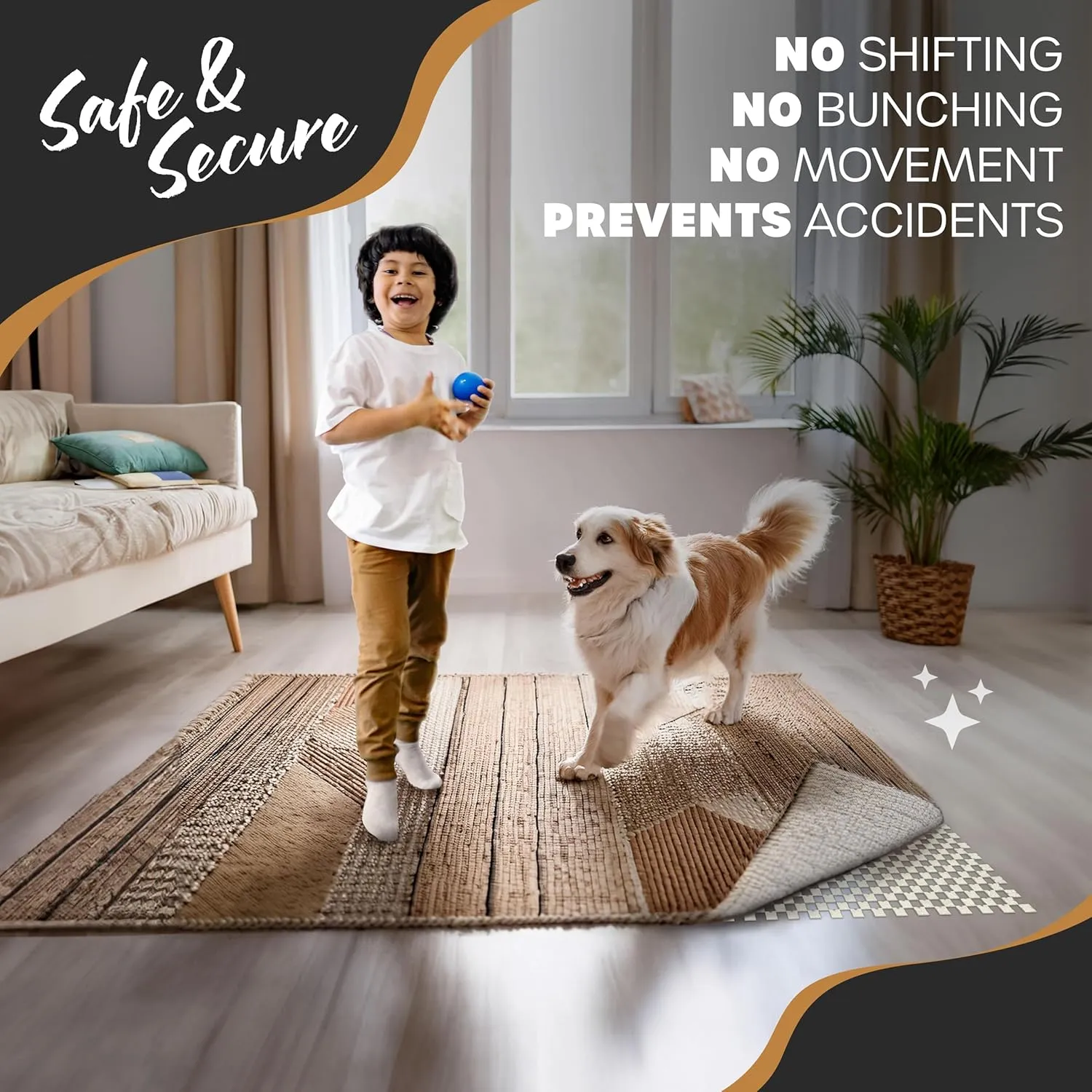 Nevlers 5'x7' White Anti Slip Rug Mat Non Skid Design | PVC Non Slip Rug Pads | Customizable Open Weave Rug Pad for Hardwood Floors