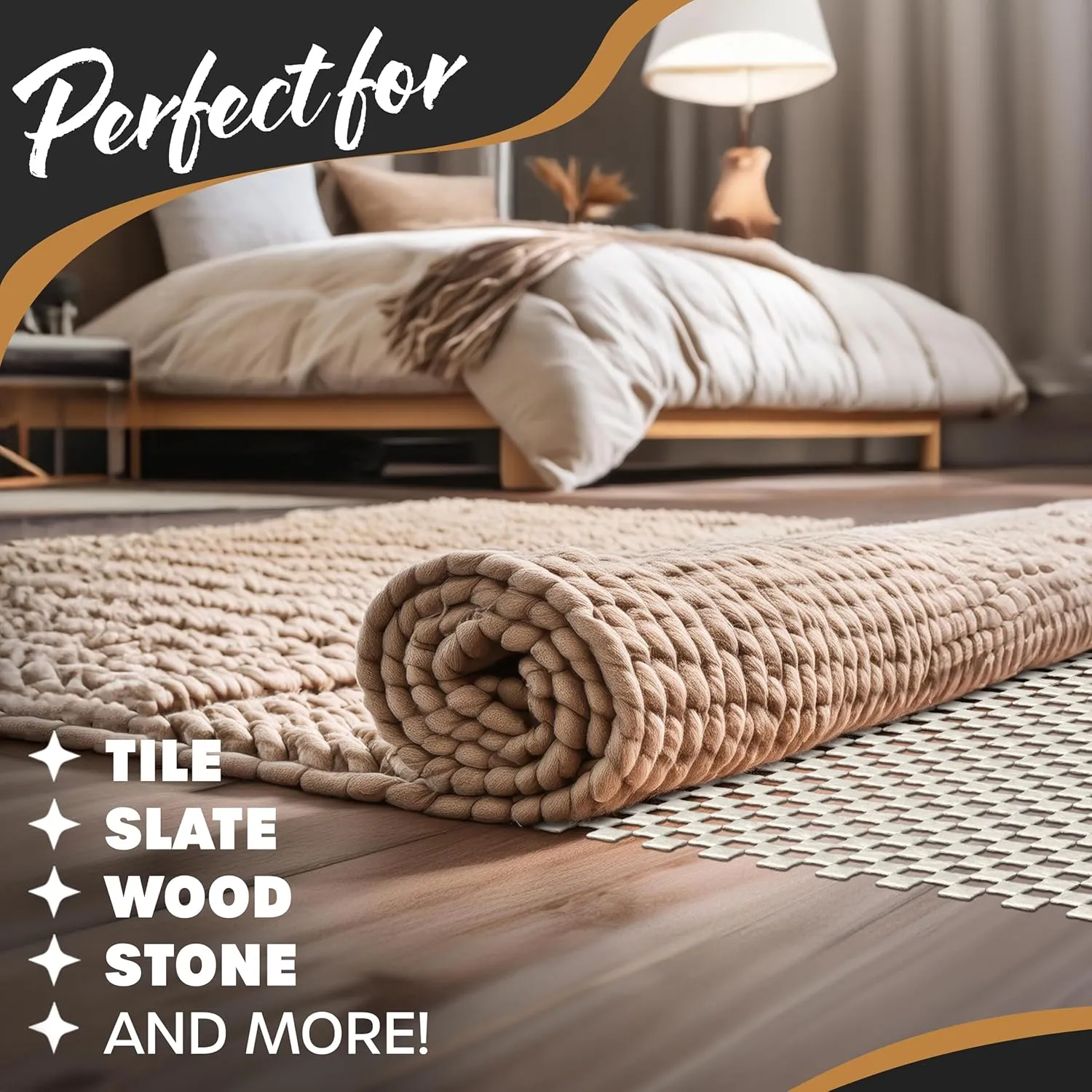 Nevlers 5'x7' White Anti Slip Rug Mat Non Skid Design | PVC Non Slip Rug Pads | Customizable Open Weave Rug Pad for Hardwood Floors