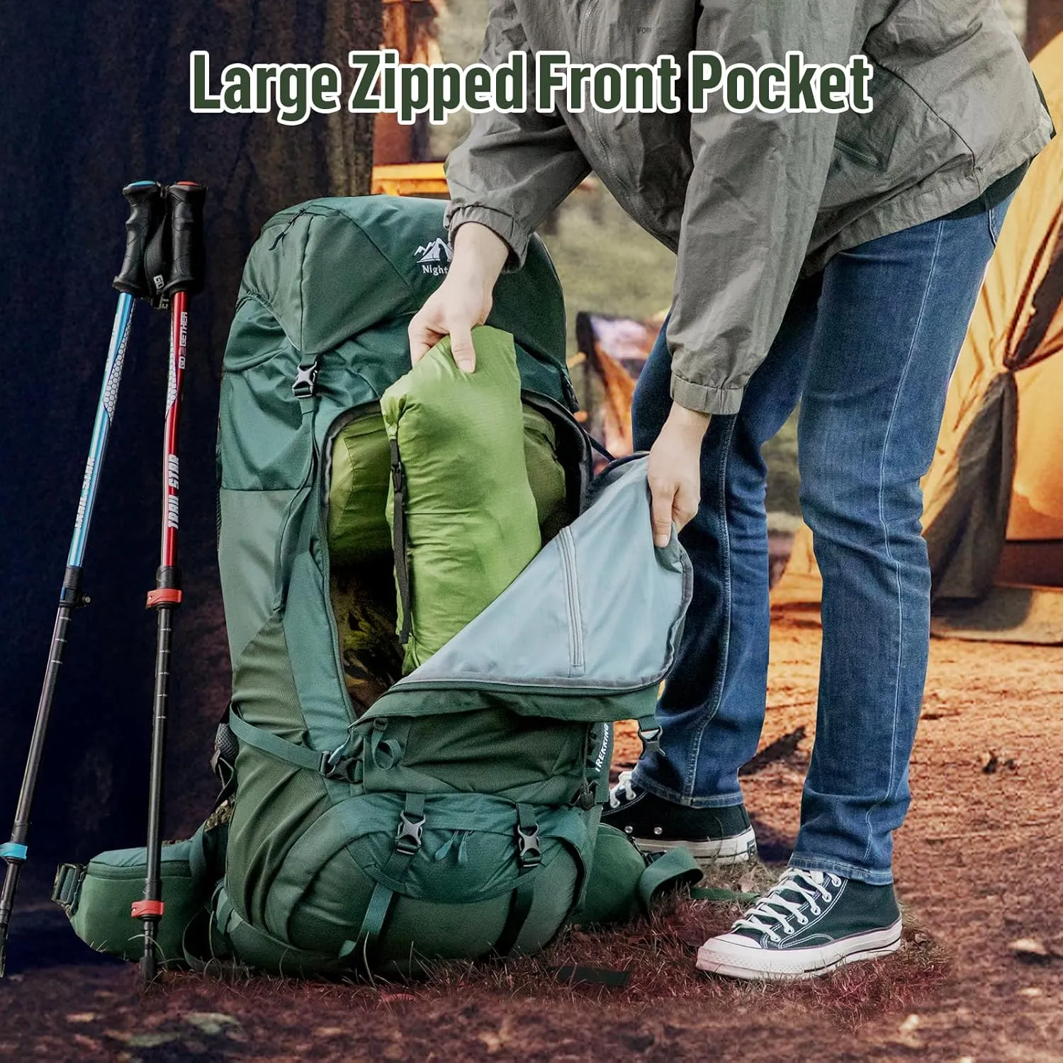 Night Cat Internal-frame Hiking Backpack: 100L Large Camping Backpack for Men Women Traveling Waterproof Rain Cover