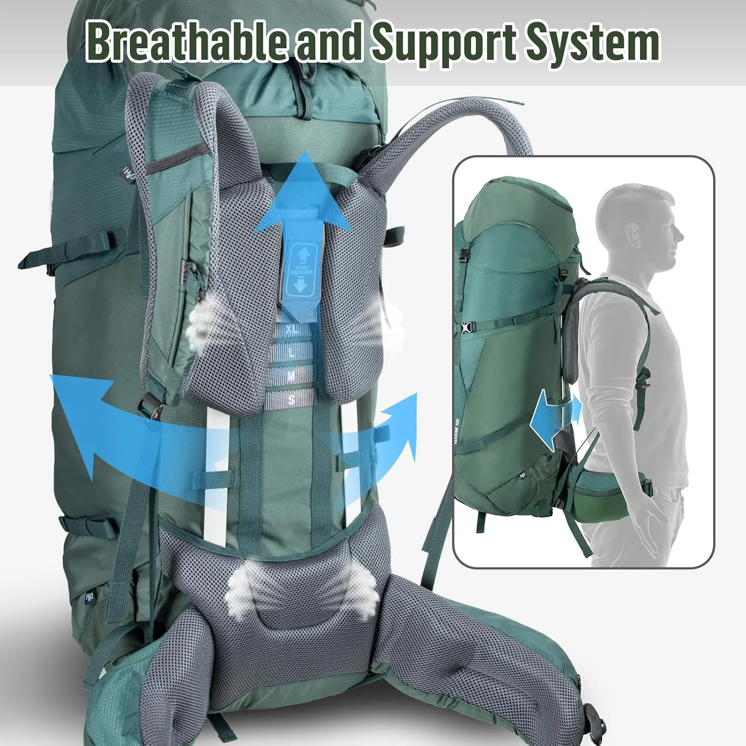Night Cat Internal-frame Hiking Backpack: 100L Large Camping Backpack for Men Women Traveling Waterproof Rain Cover