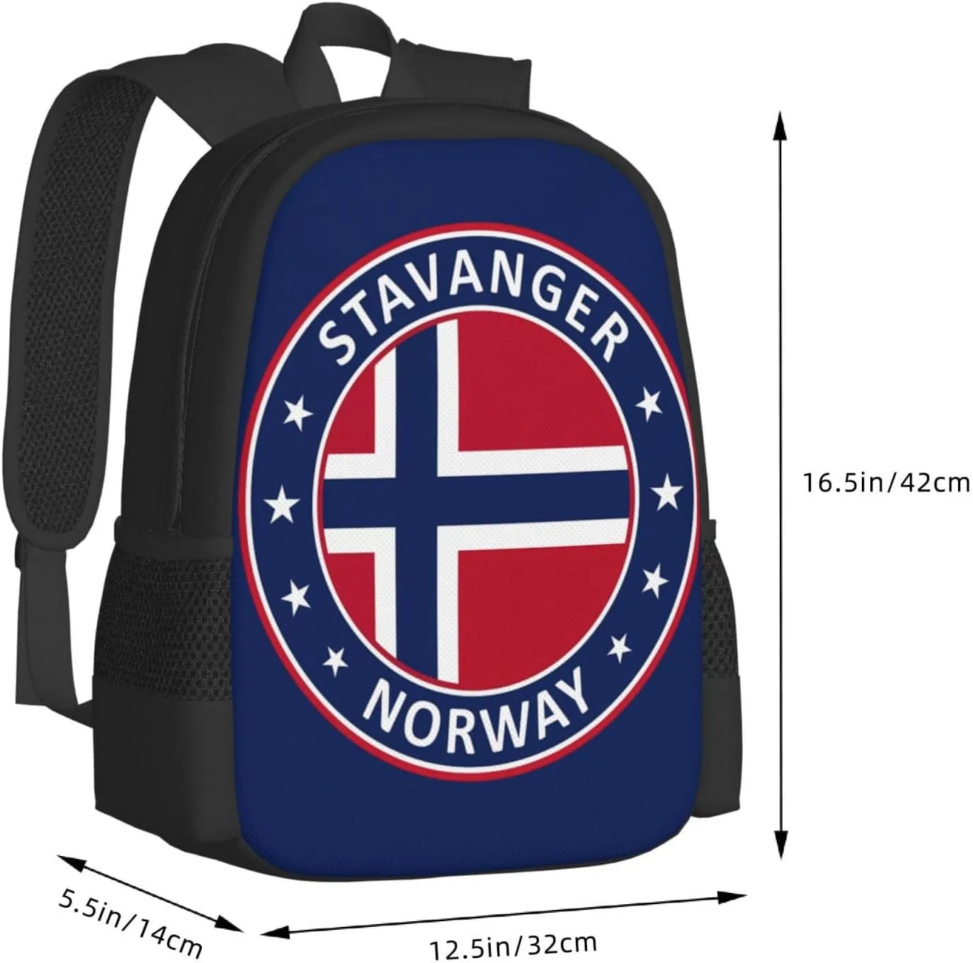 Norway Norwegian Flag Travel Backpack Casual Backpacks 15 Inch Laptop Back Pack Lightweight Rucksack Outdoor Sport Daypack Large Bags for Working Camping Hiking