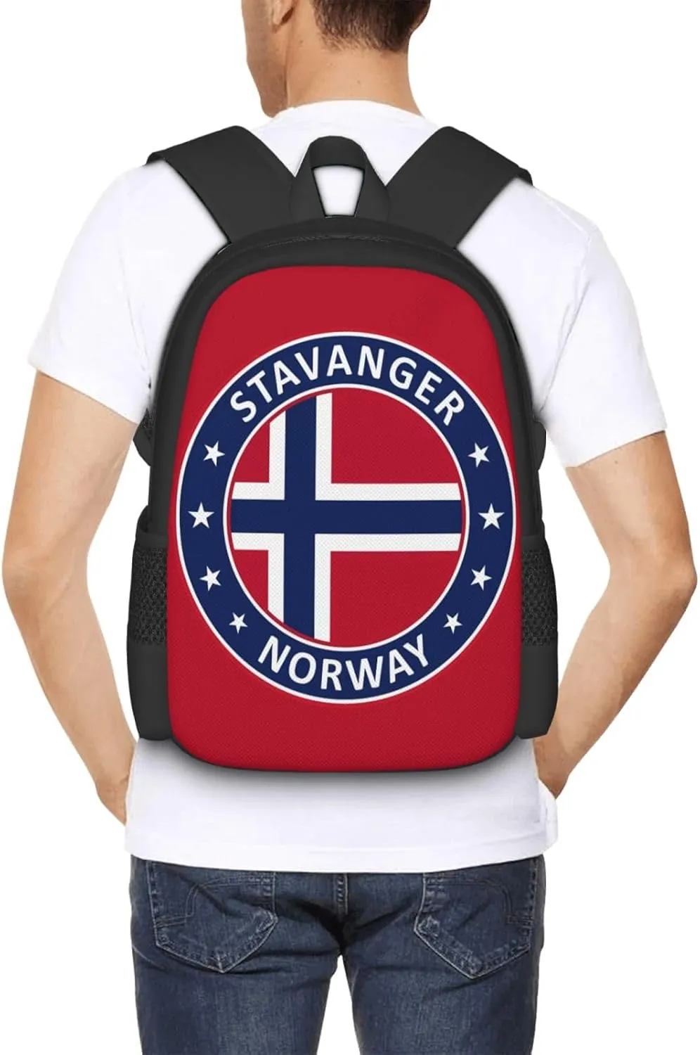 Norway Norwegian Flag Travel Backpack Casual Backpacks 15 Inch Laptop Back Pack Lightweight Rucksack Outdoor Sport Daypack Large Bags for Working Camping Hiking