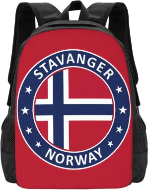 Norway Norwegian Flag Travel Backpack Casual Backpacks 15 Inch Laptop Back Pack Lightweight Rucksack Outdoor Sport Daypack Large Bags for Working Camping Hiking