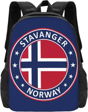 Norway Norwegian Flag Travel Backpack Casual Backpacks 15 Inch Laptop Back Pack Lightweight Rucksack Outdoor Sport Daypack Large Bags for Working Camping Hiking