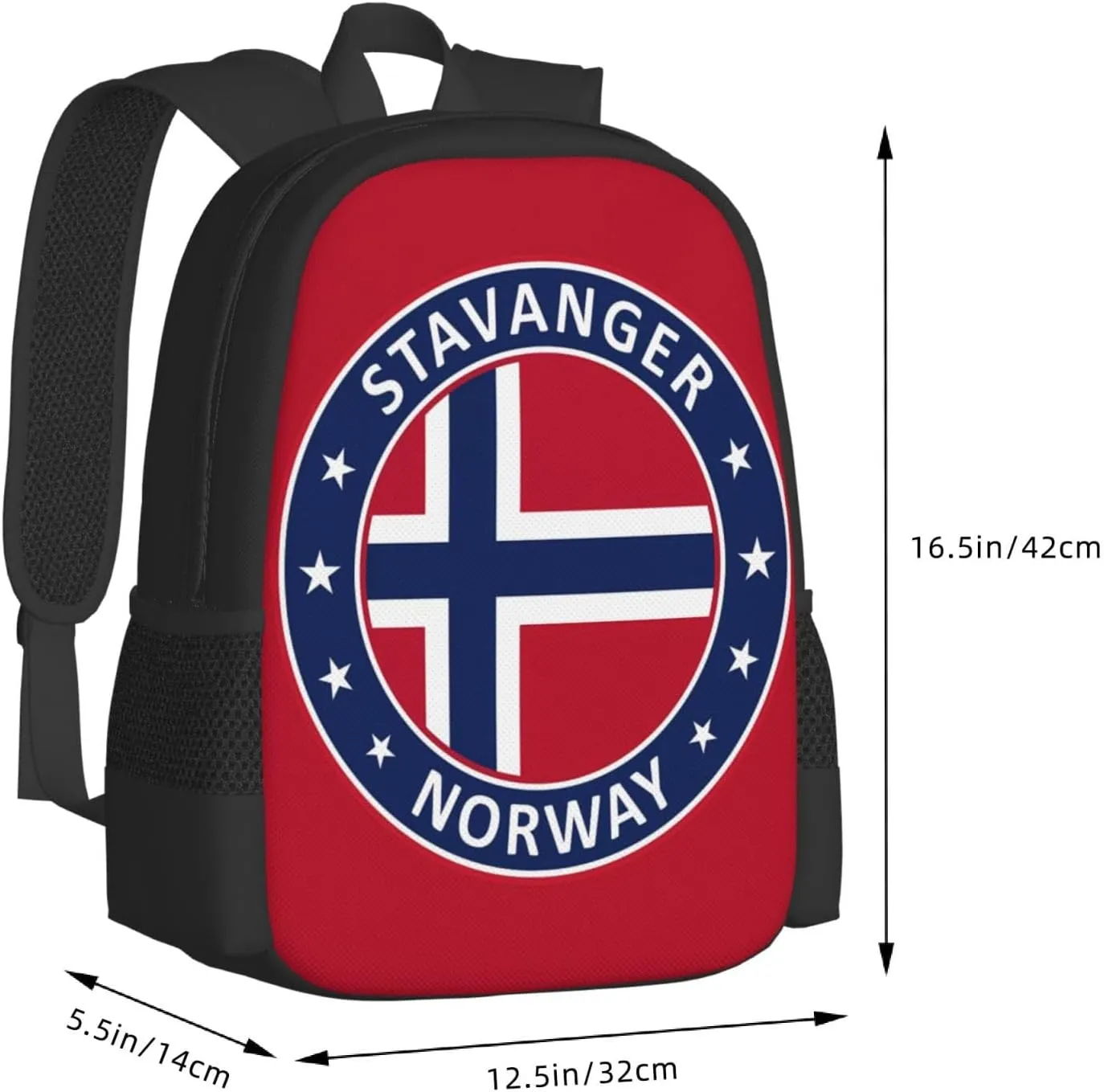 Norway Norwegian Flag Travel Backpack Casual Backpacks 15 Inch Laptop Back Pack Lightweight Rucksack Outdoor Sport Daypack Large Bags for Working Camping Hiking