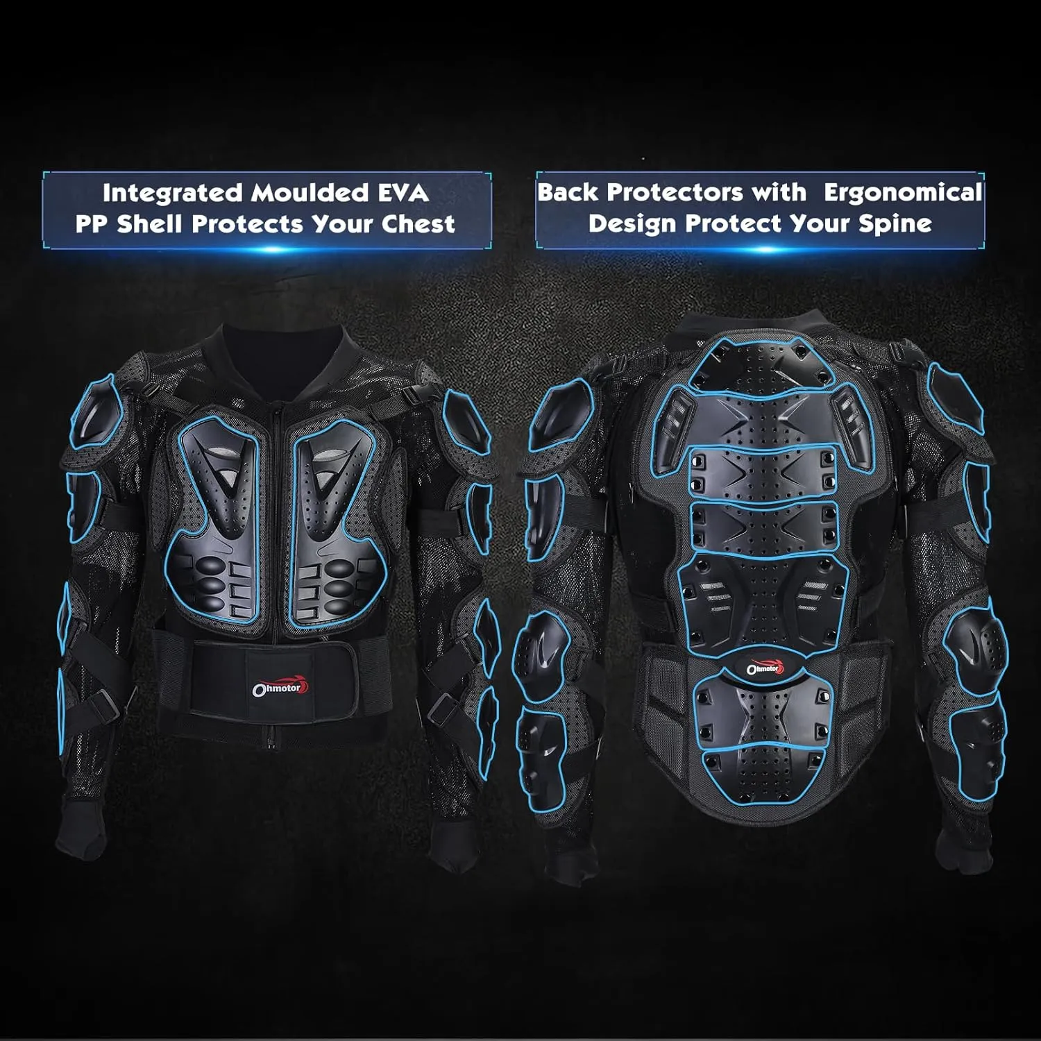 OHMOTOR Motorcycle Body Protective Jacket Armor Men, Motocross Riding Protective Gear,ATV Dirt Bike Chest Spine Protector
