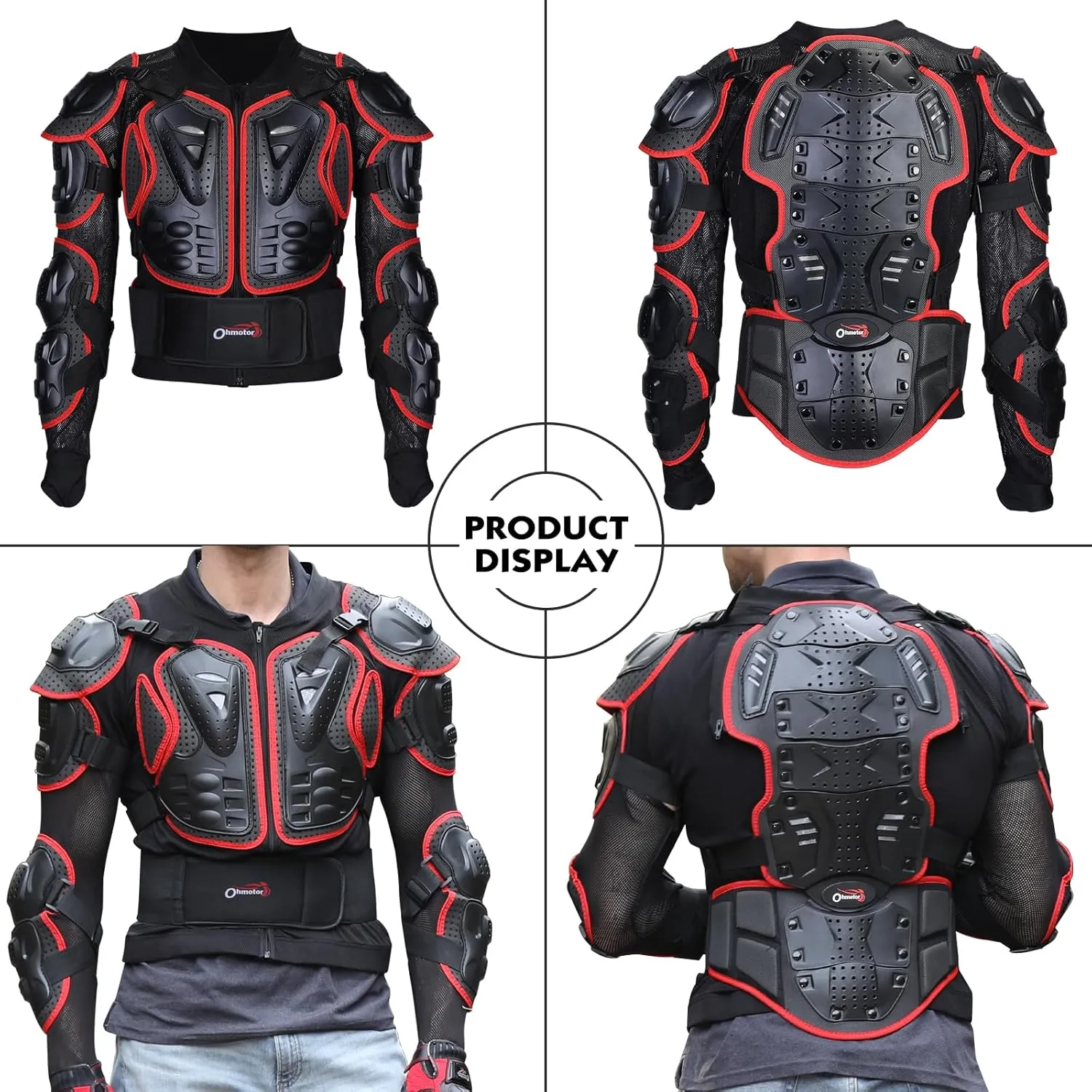 OHMOTOR Motorcycle Body Protective Jacket Armor Men, Motocross Riding Protective Gear,ATV Dirt Bike Chest Spine Protector