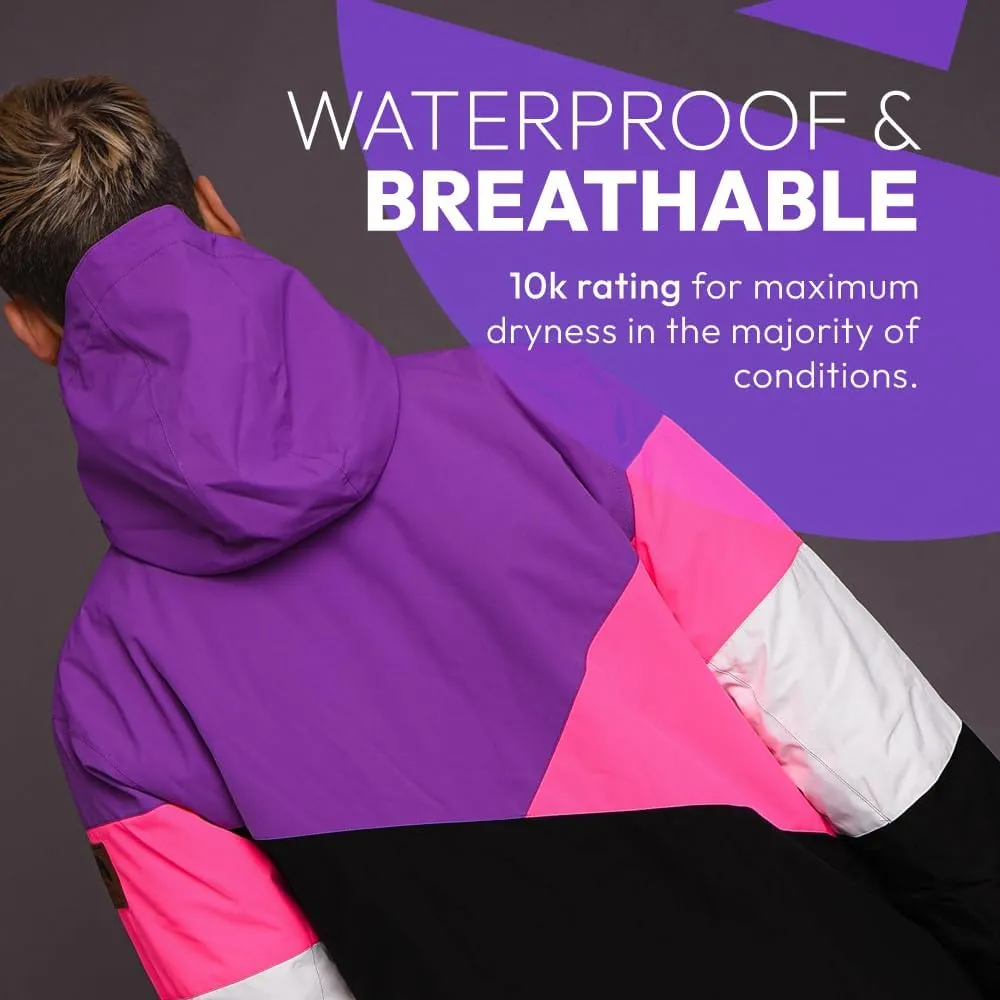 OOSC Fresh Pow Snowboard & Ski Jacket Men | Neon Pink, Purple, Black | Waterproof, Breathable & Insulated |Recycled Polyester