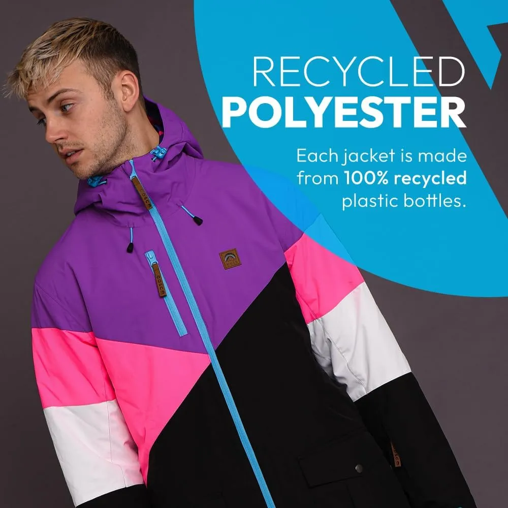 OOSC Fresh Pow Snowboard & Ski Jacket Men | Neon Pink, Purple, Black | Waterproof, Breathable & Insulated |Recycled Polyester
