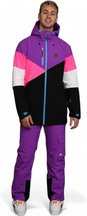 OOSC Fresh Pow Snowboard & Ski Jacket Men | Neon Pink, Purple, Black | Waterproof, Breathable & Insulated |Recycled Polyester