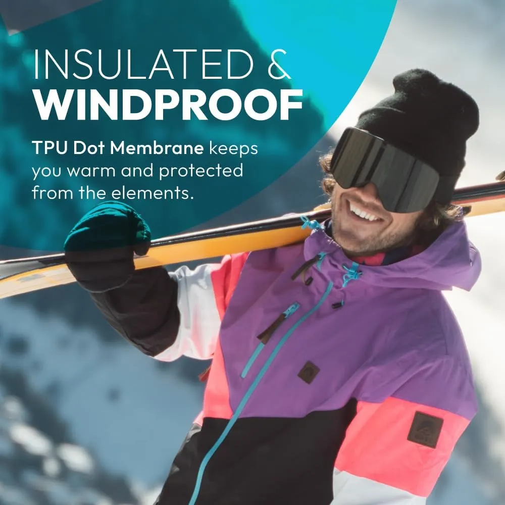 OOSC Fresh Pow Snowboard & Ski Jacket Men | Neon Pink, Purple, Black | Waterproof, Breathable & Insulated |Recycled Polyester
