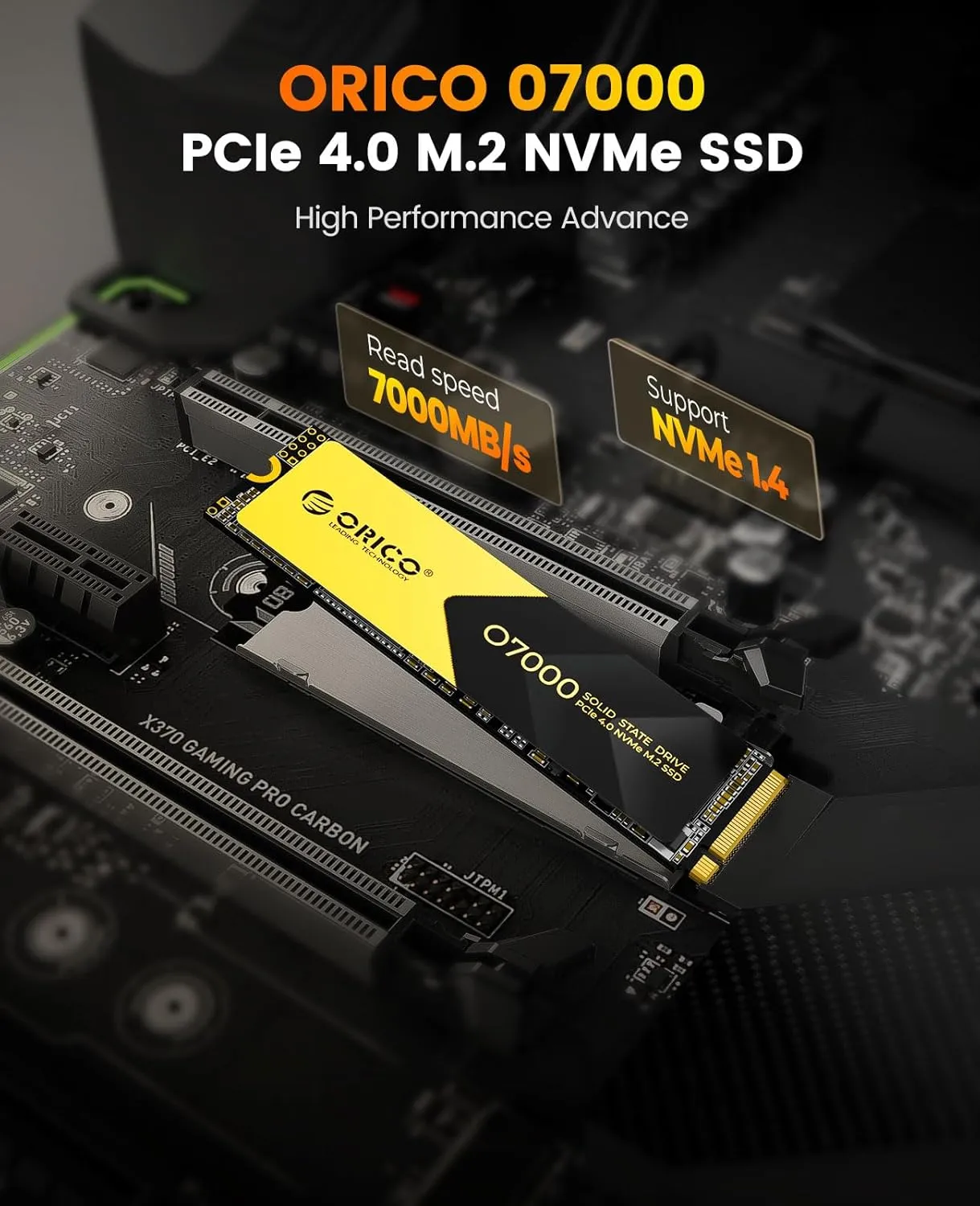 ORICO 4TB NVMe SSD PCIe 4.0- Up to 7000MB/s, M.2 SSD 2280 PCIe 4.0X4 Internal Solid State Drive SSD, Fast Heat Dissipation, Compatible with macOS Windows for Gamers and Creators-O7000 (4TB)