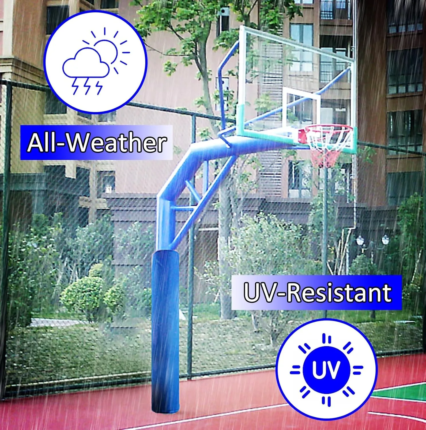 Outdoor Basketball Hoop Padding Cushion with Nylon Fastener, Round Basketball Pole Pad Fit Dia 4 5 6 8 In Metal/ Cement Post/ Column/ Pipe, Foam Garage Pole Pads Shock Absorbing(Pink,Dia 140mm (5 1/2i