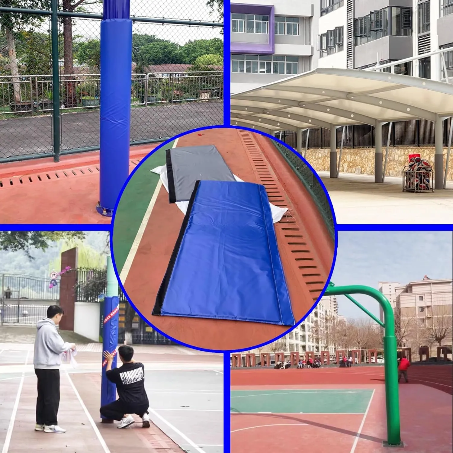 Outdoor Basketball Hoop Padding Cushion with Nylon Fastener, Round Basketball Pole Pad Fit Dia 4 5 6 8 In Metal/ Cement Post/ Column/ Pipe, Foam Garage Pole Pads Shock Absorbing(Pink,Dia 140mm (5 1/2i