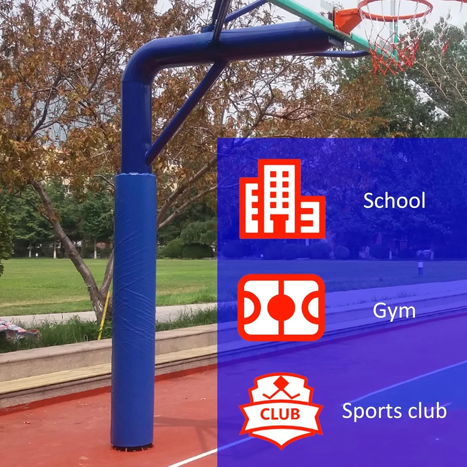 Outdoor Basketball Hoop Padding Cushion with Nylon Fastener, Round Basketball Pole Pad Fit Dia 4 5 6 8 In Metal/ Cement Post/ Column/ Pipe, Foam Garage Pole Pads Shock Absorbing(Pink,Dia 140mm (5 1/2i