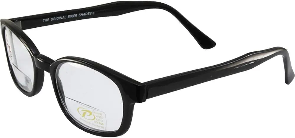 Pacific Coast The Original KD's Biker Shades By PCSUN Black Frames  1.50 Magnification Clear Lenses, Small