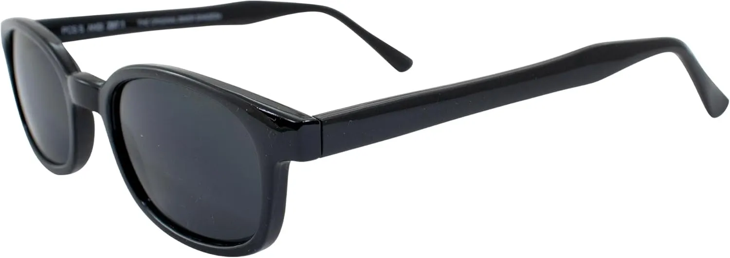 Pacific Coast The Original X-KD's Biker Shades By PCSUN 20% Larger Black Frames Super Dark Lens