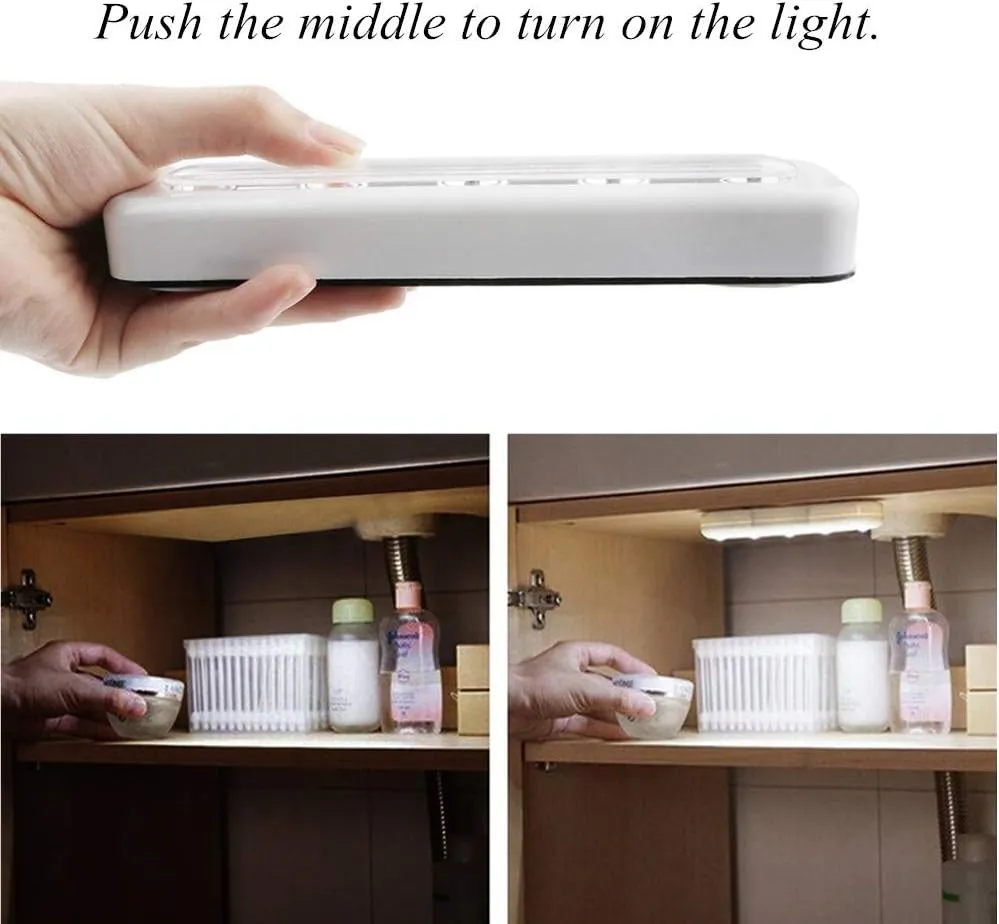 Pack of 4, DIY Stick-on 5 LED Touch Tap Lights Battery-Powered Push Night Light for Closets, Cabinets, Cupboard, Hallway, Stairs, Attics, Garages, Car, Sheds, Storage Room (White)