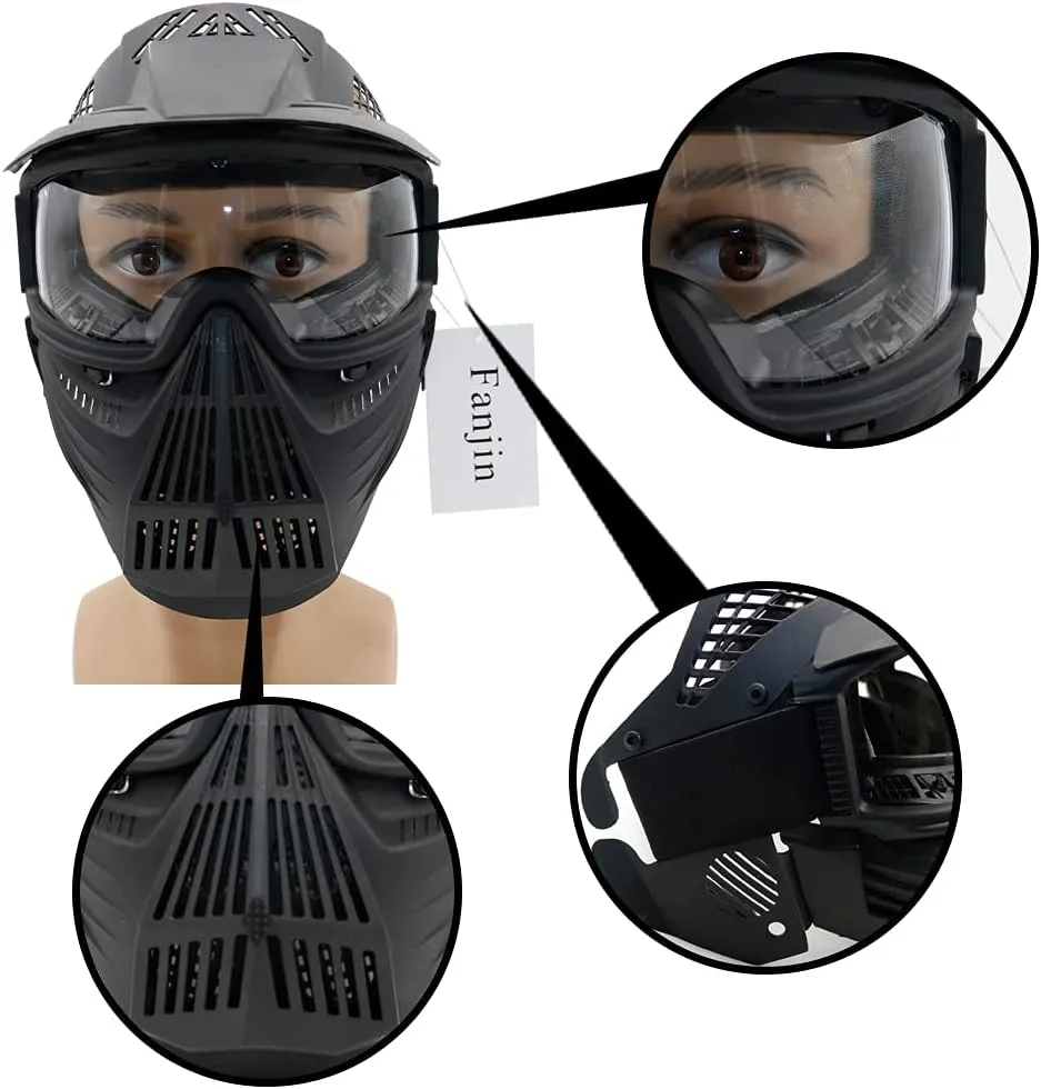 Paintball Mask, Airsoft Mask, Tactical Masks Full Face Gear with Goggles Impact Resistant for Hunting CS Survival Games Halloween Cosplay and Outdoor Activities