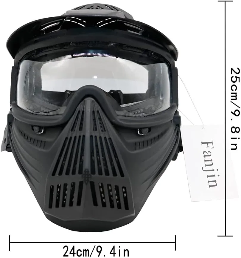Paintball Mask, Airsoft Mask, Tactical Masks Full Face Gear with Goggles Impact Resistant for Hunting CS Survival Games Halloween Cosplay and Outdoor Activities