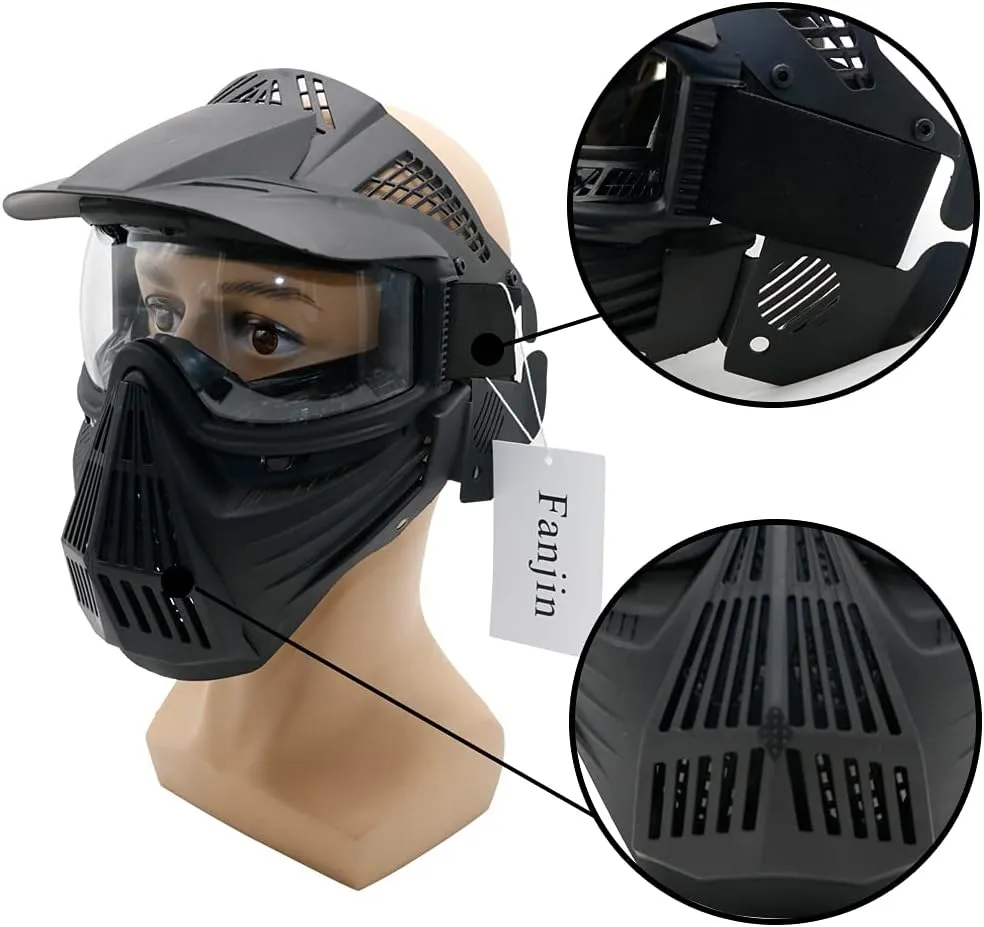Paintball Mask, Airsoft Mask, Tactical Masks Full Face Gear with Goggles Impact Resistant for Hunting CS Survival Games Halloween Cosplay and Outdoor Activities