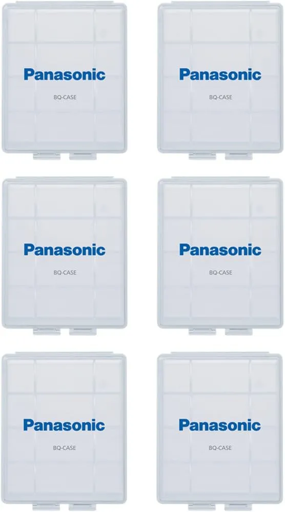 Panasonic BQ-CASE6SA Battery Storage Cases with 4AA or 5AAA Battery Capacity, 6 Pack