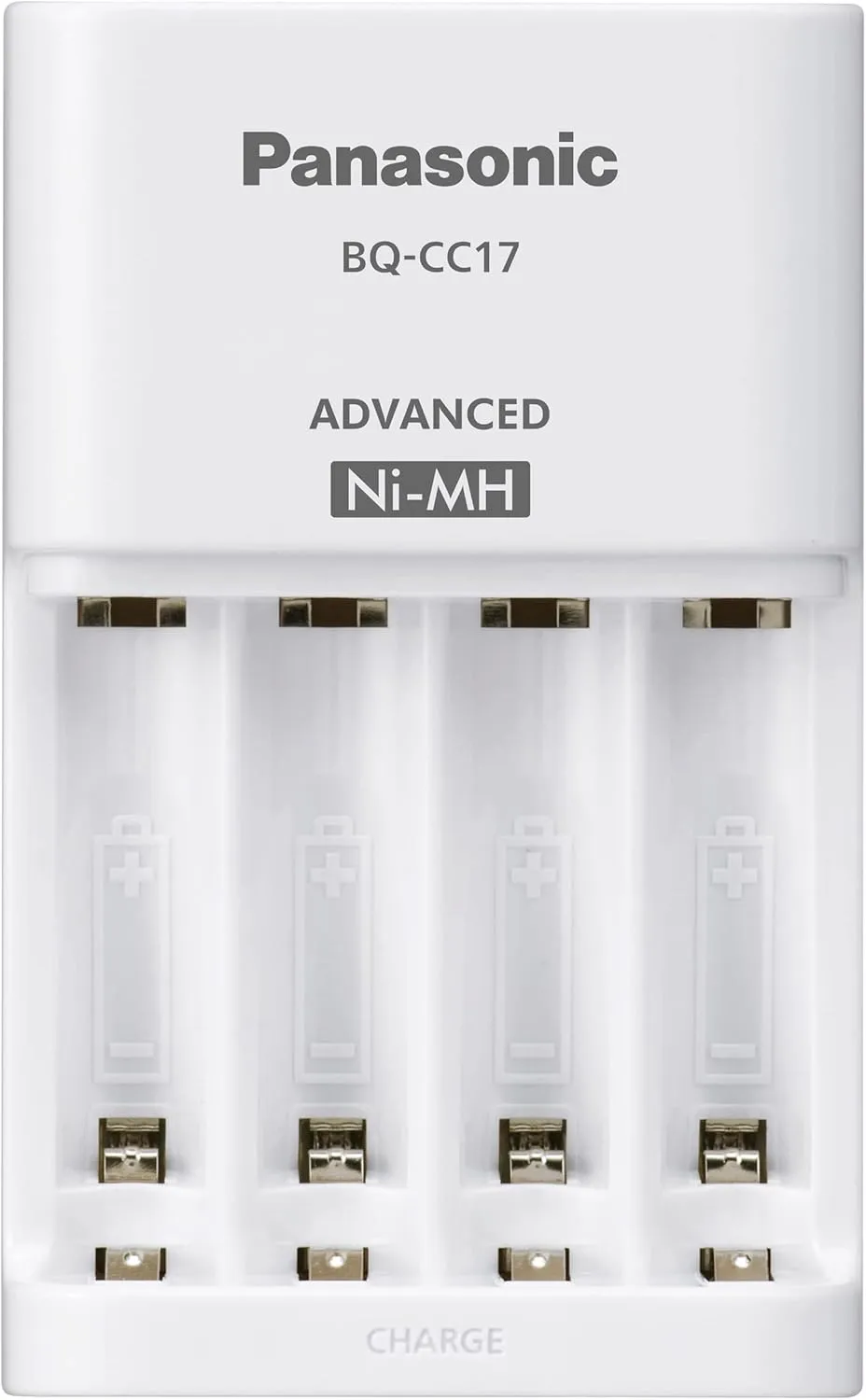 Panasonic BQ-CC17SBA eneloop Advanced Individual Battery Charger with 4 LED Charge Indicator Lights, White