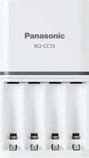 Panasonic BQ-CC55SBA Advanced eneloop Individual Rechargeable Battery 3 Hour Quick Charger with 4 LED Color Charge Indicator Lights