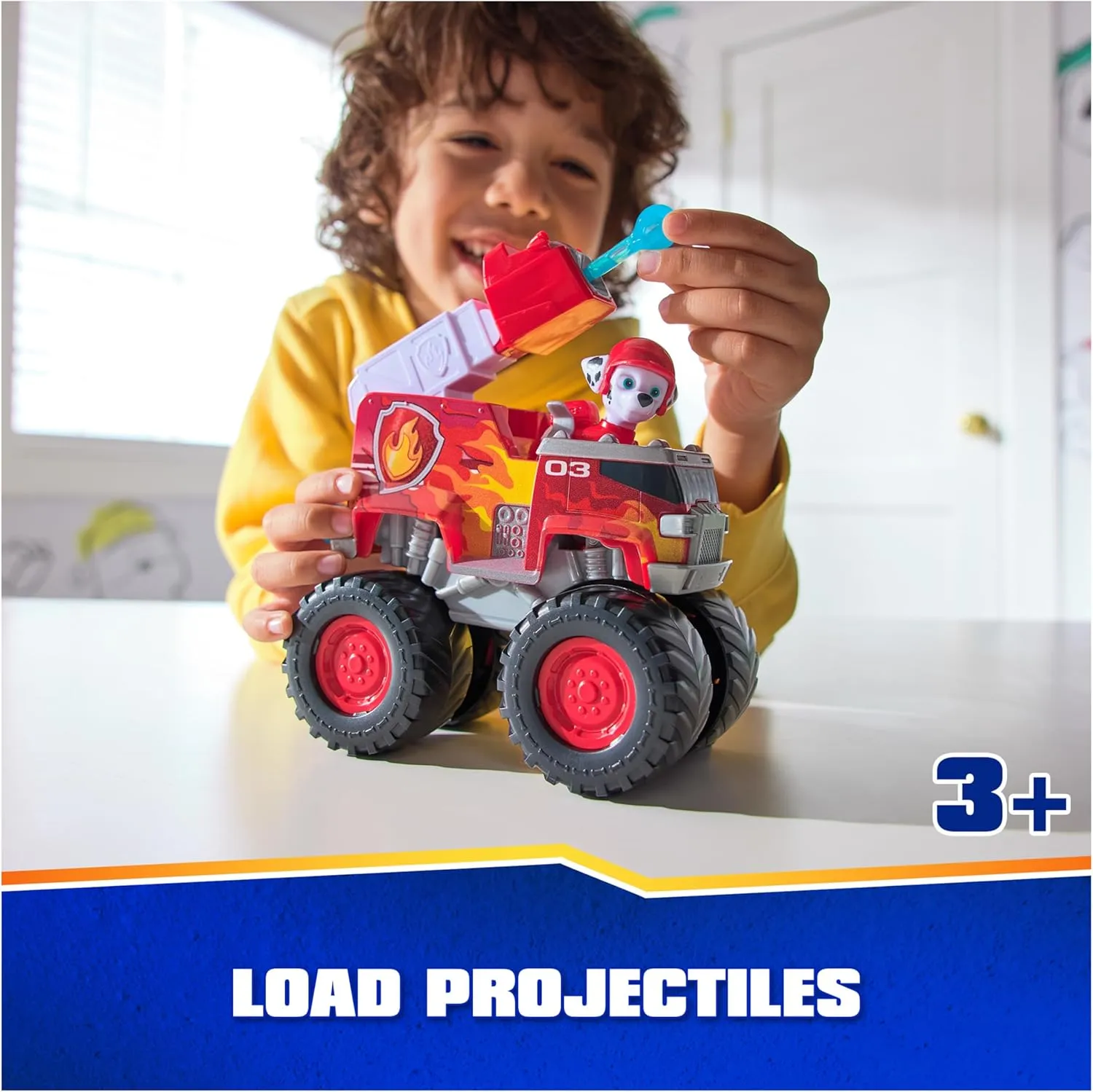 Paw Patrol: Rescue Wheels Marshall’s Firetruck, Toy Truck with Projectile Launcher and Collectible Action Figure, Kids Toys for Boys & Girls Ages 3 