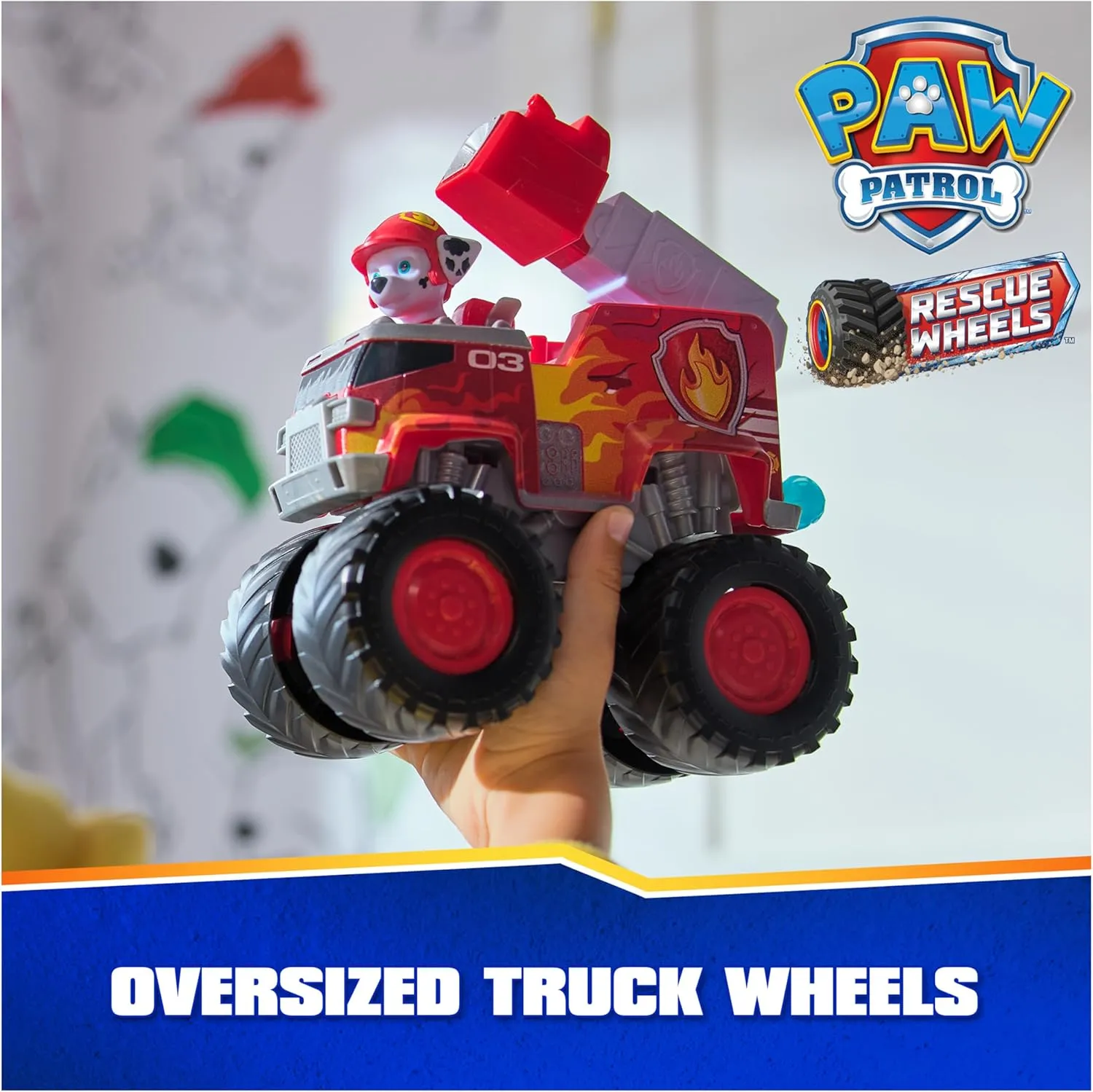Paw Patrol: Rescue Wheels Marshall’s Firetruck, Toy Truck with Projectile Launcher and Collectible Action Figure, Kids Toys for Boys & Girls Ages 3 