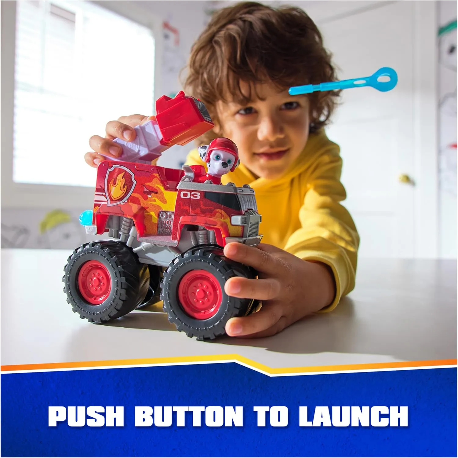 Paw Patrol: Rescue Wheels Marshall’s Firetruck, Toy Truck with Projectile Launcher and Collectible Action Figure, Kids Toys for Boys & Girls Ages 3 