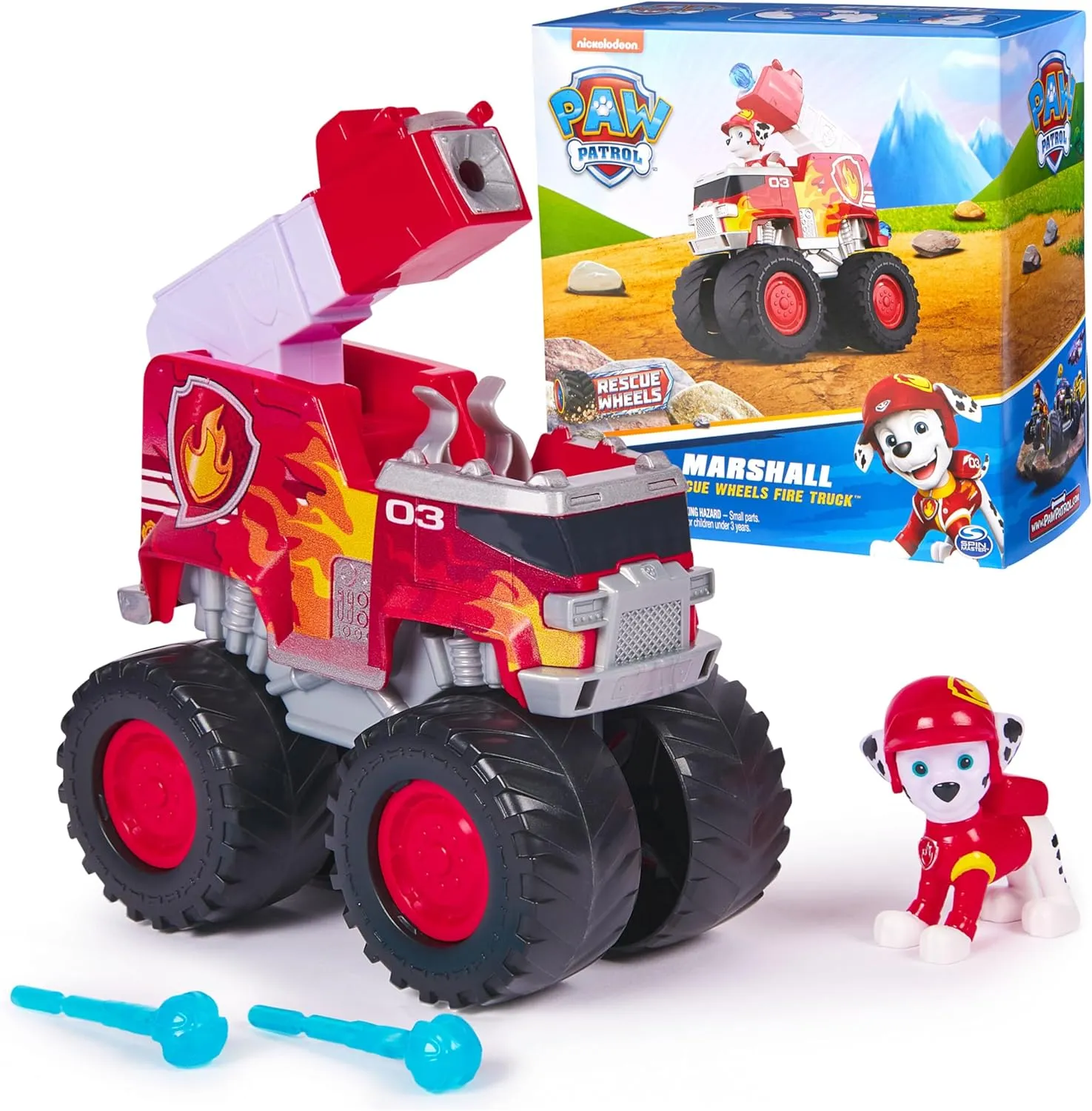 Paw Patrol: Rescue Wheels Marshall’s Firetruck, Toy Truck with Projectile Launcher and Collectible Action Figure, Kids Toys for Boys & Girls Ages 3 