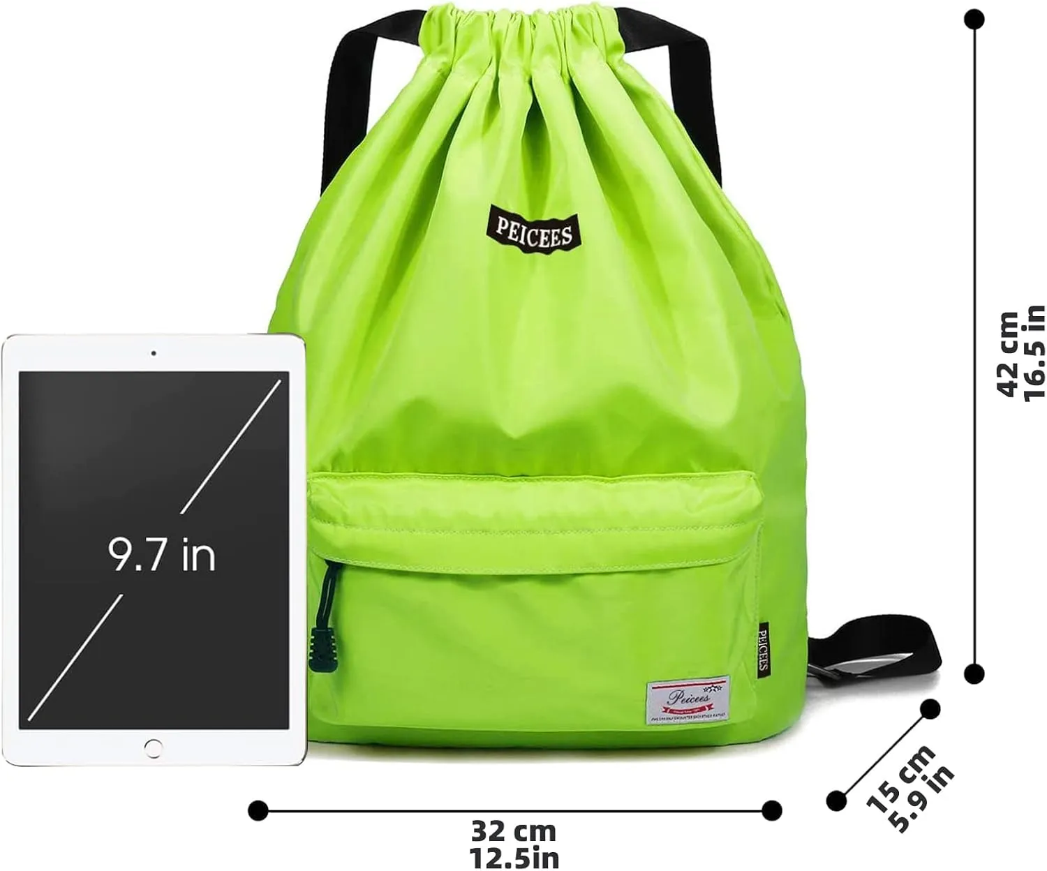 Peicees Waterproof Drawstring Sport Bag Lightweight Sackpack Backpack for Men and Women