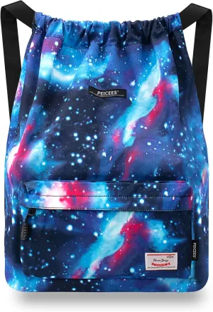 Peicees Waterproof Drawstring Sport Bag Lightweight Sackpack Backpack for Men and Women