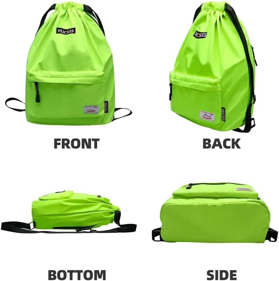 Peicees Waterproof Drawstring Sport Bag Lightweight Sackpack Backpack for Men and Women