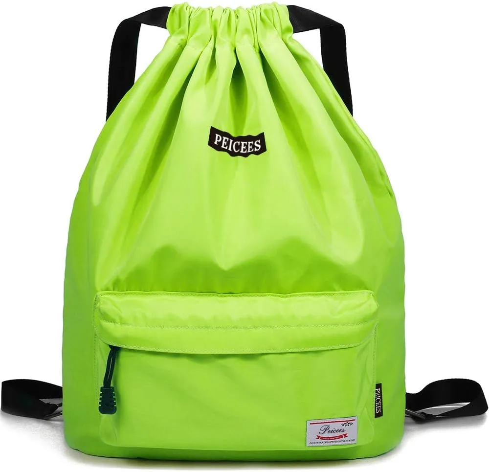 Peicees Waterproof Drawstring Sport Bag Lightweight Sackpack Backpack for Men and Women