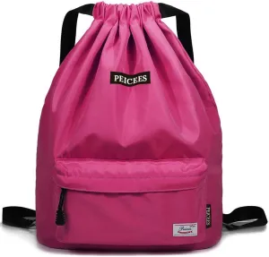 Peicees Waterproof Drawstring Sport Bag Lightweight Sackpack Backpack for Men and Women