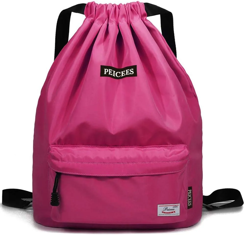 Peicees Waterproof Drawstring Sport Bag Lightweight Sackpack Backpack for Men and Women