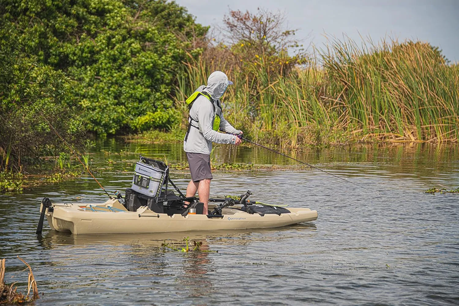 Perception Showdown Sit on Top Pedal Drive Fishing Kayak - Fold Away Lawn Chair Seat