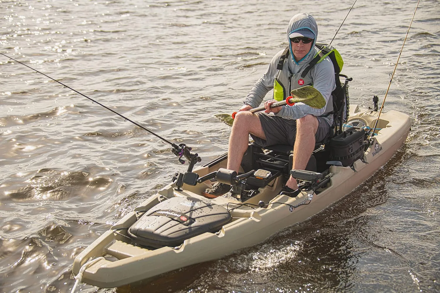 Perception Showdown Sit on Top Pedal Drive Fishing Kayak - Fold Away Lawn Chair Seat