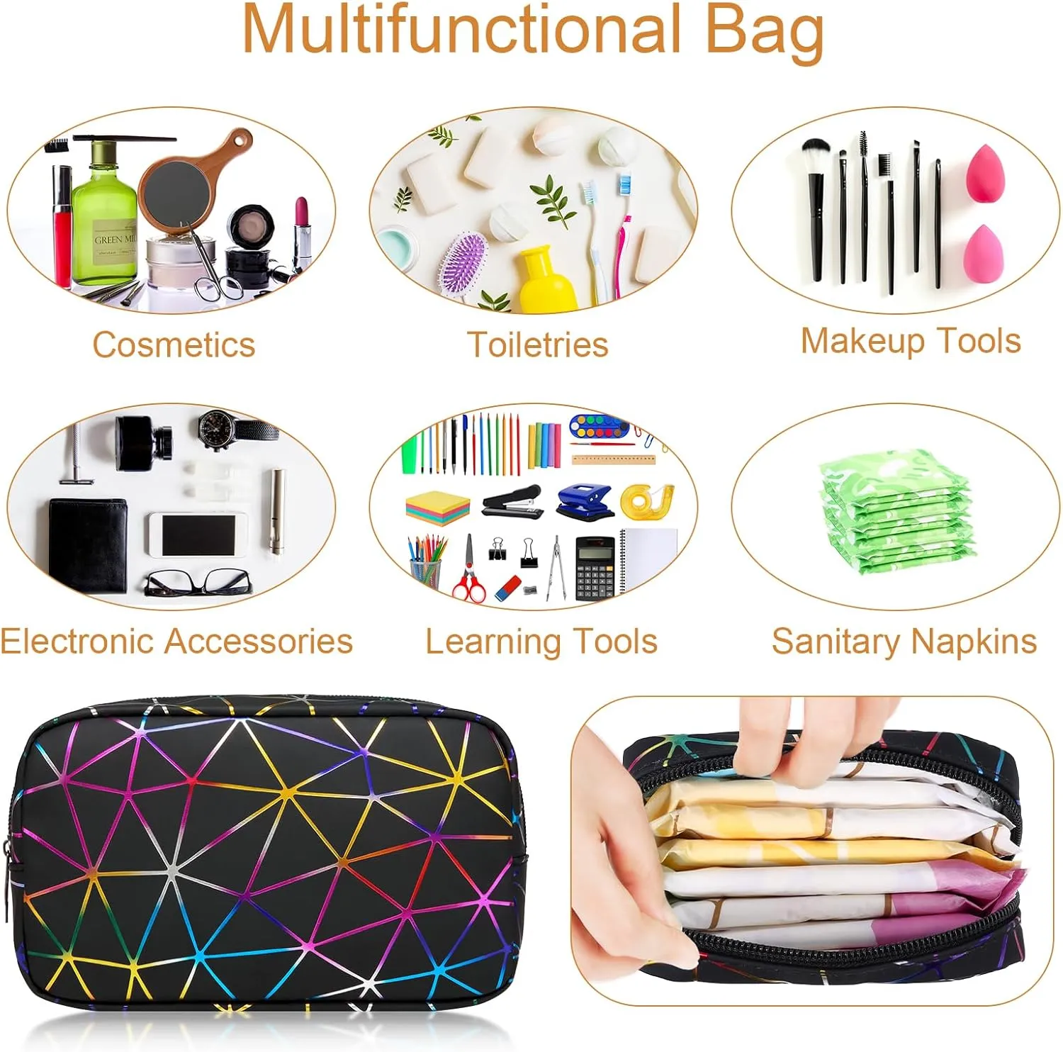 Period Bag for Teen Girls, Leather Sanitary Napkin Storage Bag, Portable Menstrual Pad Bag Period Pads Pouch, Small Make Up Bags