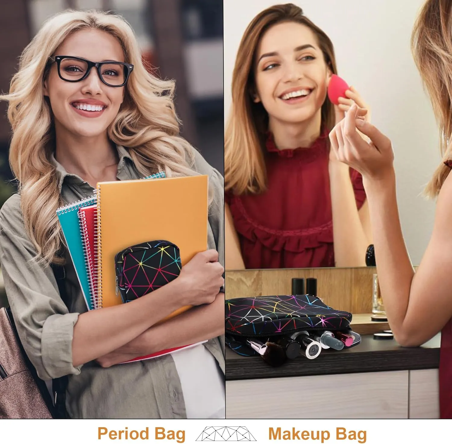Period Bag for Teen Girls, Leather Sanitary Napkin Storage Bag, Portable Menstrual Pad Bag Period Pads Pouch, Small Make Up Bags