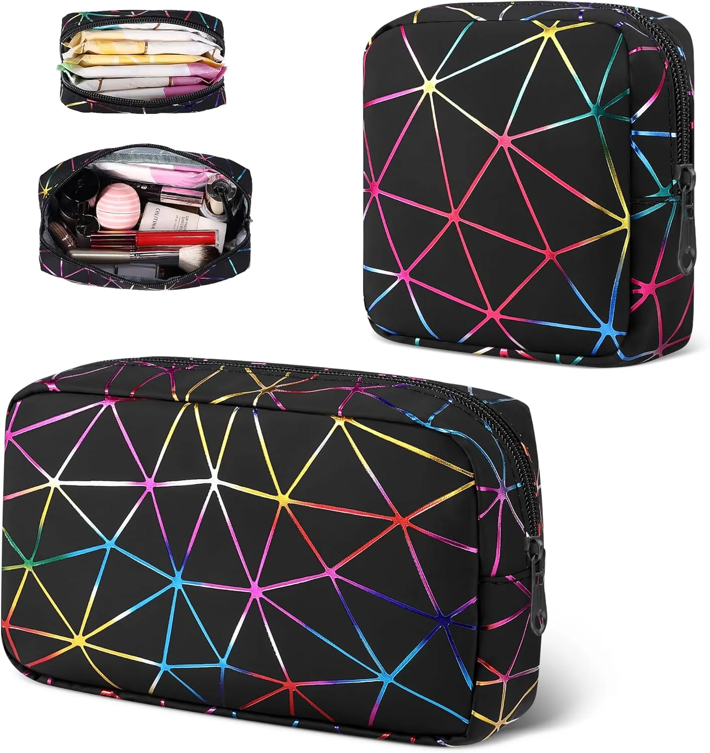 Period Bag for Teen Girls, Leather Sanitary Napkin Storage Bag, Portable Menstrual Pad Bag Period Pads Pouch, Small Make Up Bags