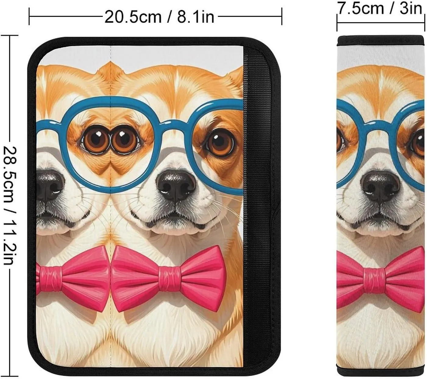 Pet Dog Soft Bow Tie, Oversized Glasses Auto Seat Belt Cover 2PCS Universal Car Seat Belt Shoulder Protector Pad, Protect Your Shoulders and Neck for Car Seat Belt, Shoulder Bag, Backpack