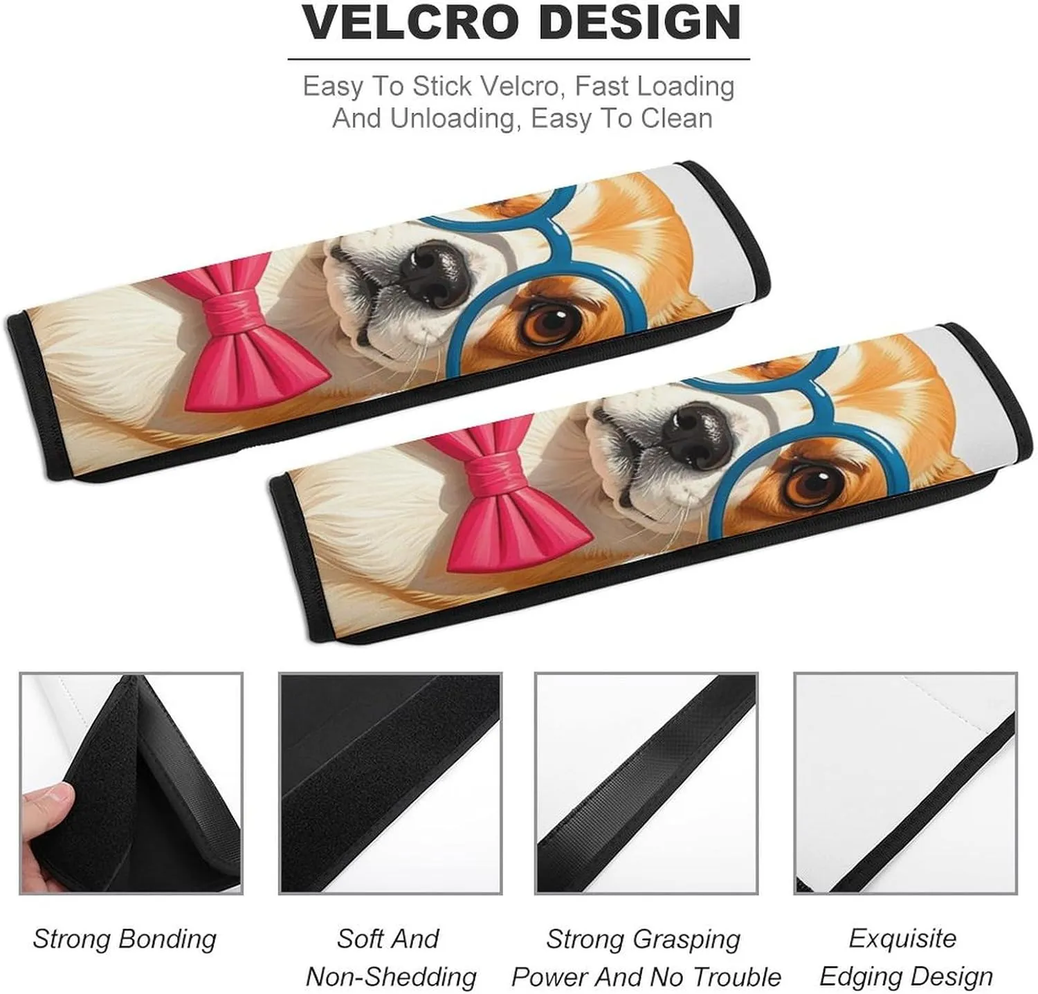 Pet Dog Soft Bow Tie, Oversized Glasses Auto Seat Belt Cover 2PCS Universal Car Seat Belt Shoulder Protector Pad, Protect Your Shoulders and Neck for Car Seat Belt, Shoulder Bag, Backpack