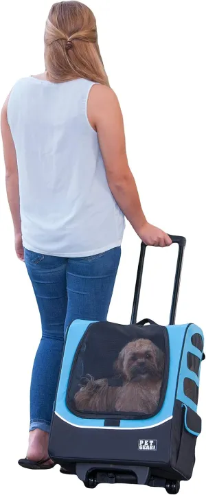 Pet Gear I-GO2 Roller Backpack, Travel Carrier, Car Seat for Cats/Dogs, Mesh Ventilation, Included Tether, Telescoping Handle, Storage Pouch, 1 Model, Available in 6 Colors